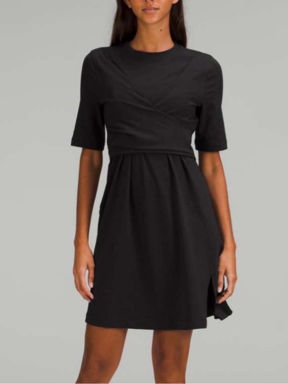 Lululemon Cotton Wrap-Front T-Shirt Dress Black Athleisure Casual Women’s XL